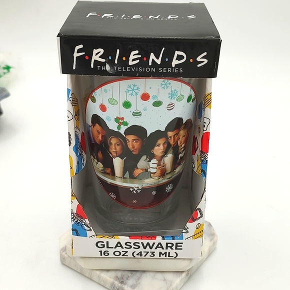 Silver Buffalo Other - Friends TV show Christmas Holiday 16oz Drinking Glass